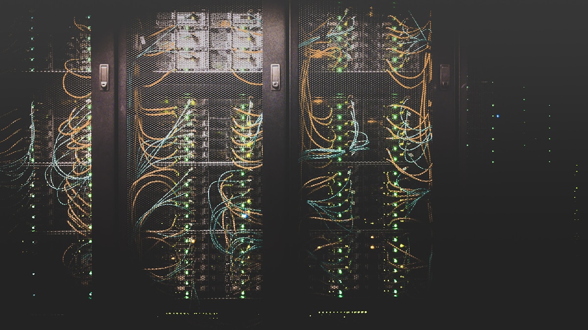 Rows of servers in a data center